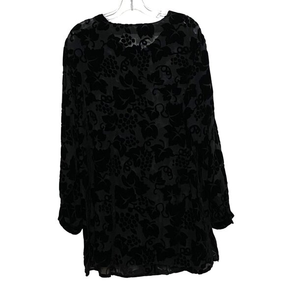 Vtg The Limited Floral Velvet Burnout Button Front Top M Black Y2K Dark Romantic - Picture 3 of 5